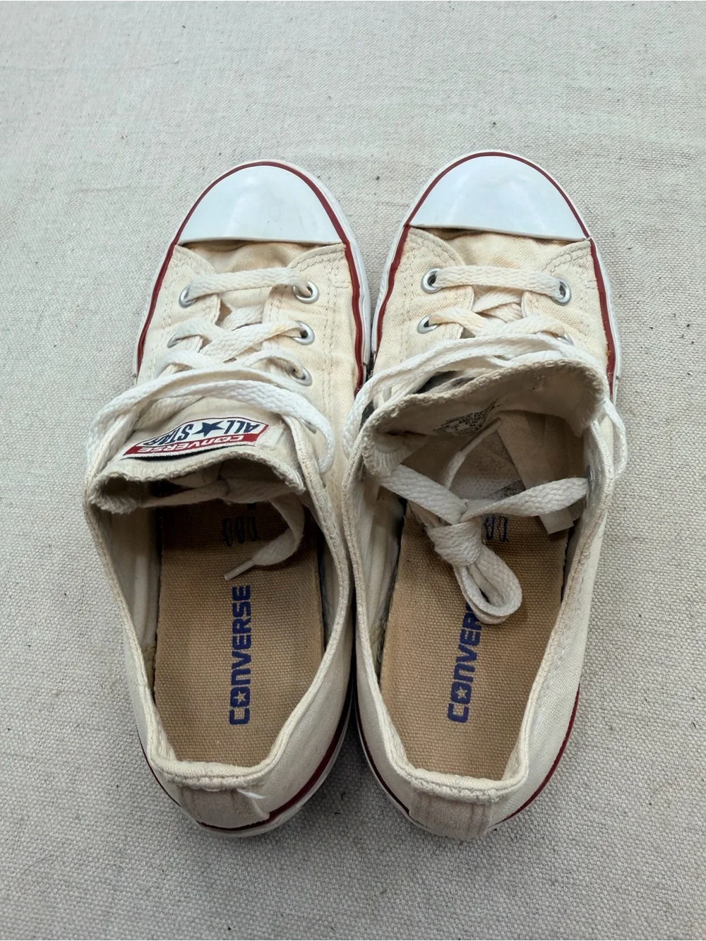 Converse Kids Low-Top Canvas Sneakers in Cream